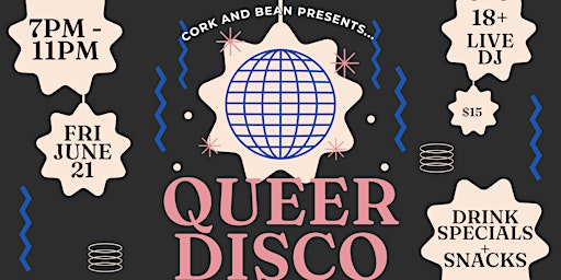 Image principale de Queer Disco - PRIDE Single + Mingle Night @ Cork and Bean Oshawa!