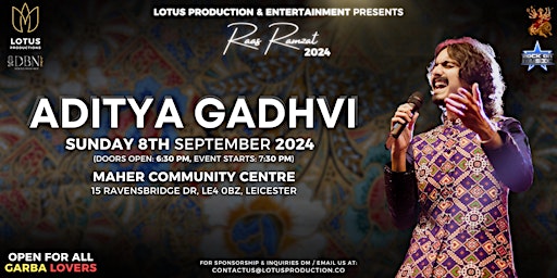 Image principale de Celebrating Navratri with Aditya Gadhvi Raas Ramzat 2024 Leicester