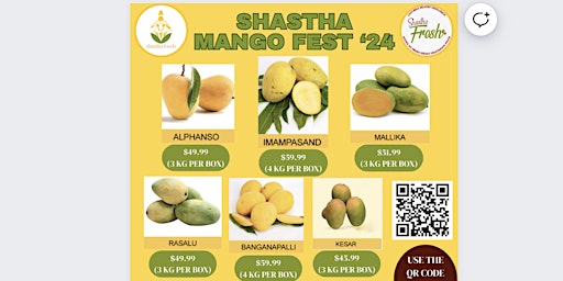 Immagine principale di Shastha Mango Fest '24 on Saturday, April 20th at 2 PM - 5 PM 