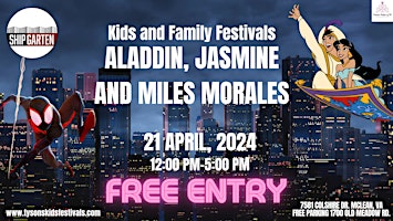 Imagem principal do evento Aladdin, Jasmine and Miles Morales Host Kids and Family Festival