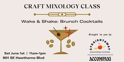 Primaire afbeelding van Craft Mixology Class- Wake & Shake: Brunch Cocktails