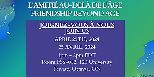 Imagem principal do evento Amitié au-delà de l'âge - Présence en personne / Friendship beyond age - Attendance in person