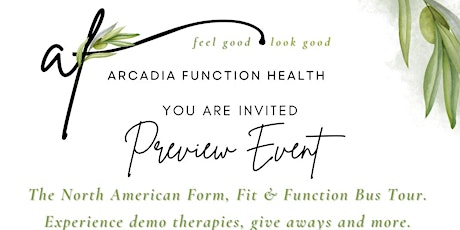 Arcadia Function Health Form, Fit and Function Bus Tour