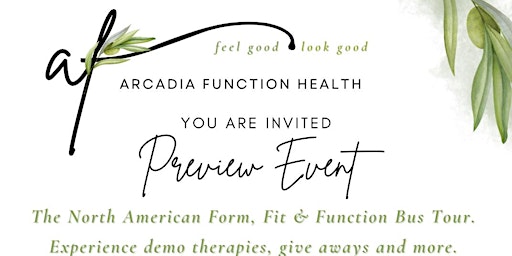 Primaire afbeelding van Arcadia Function Health Form, Fit and Function Bus Tour