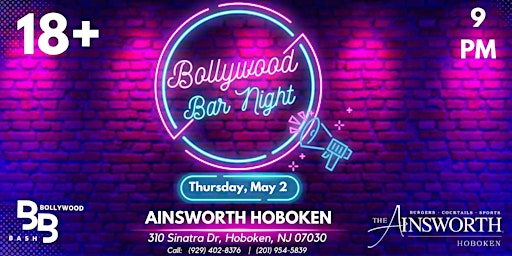 Image principale de 18+ Bollywood Bar Night in Hoboken @ Ainsworth Hoboken