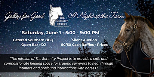 Imagem principal do evento The Serentity Project's Gallop for Good: A Night at the Farm