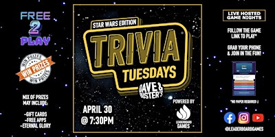 STAR WARS Theme Trivia | Dave & Buster's - Concord CA - TUE 04/30 @ 730p primary image