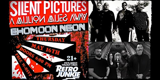 A MILLION MILES AWAY, SILENT PICTURES + EXOMOON NEON... LIVE! Free w/ RSVP! primary image