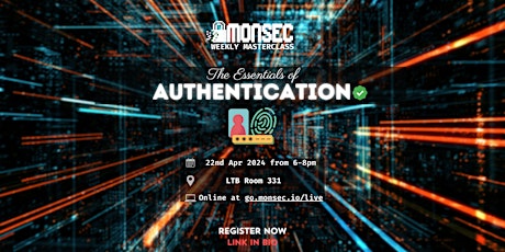 Imagem principal do evento Essentials of Authentication - Monsec Masterclass