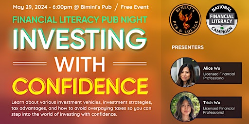 Primaire afbeelding van Investing With Confidence: Financial Literacy Pub Night @ Bimini's Pub