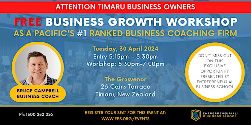 Immagine principale di Free Business Growth Workshop - Timaru (local time) 