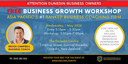Imagem principal do evento Free Business Growth Workshop - Dunedin (local time)