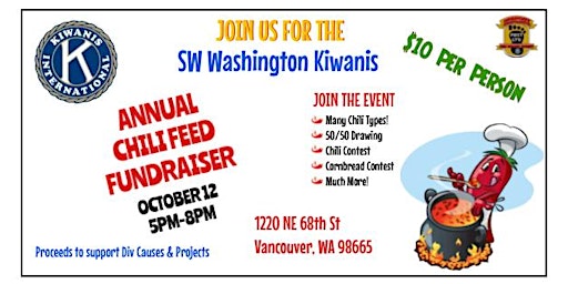 Primaire afbeelding van SW Washington Kiwanis Annual Chili Feed Fundraiser