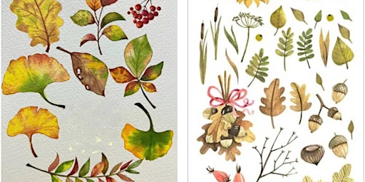Watercolor Paint and Sip Class-Autumn Leaves  primärbild