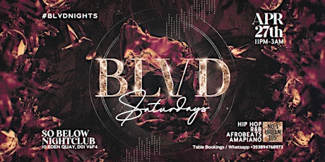 HipHop | RNB | Afrobeats Party - BLVD [Sat 27th April]