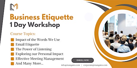 Business Etiquette 1 Day Workshop in Winnipeg on 6th May, 2024