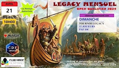 Tournoi cartes Magic l'Assemblée à Caen, format Legacy le 21 avril