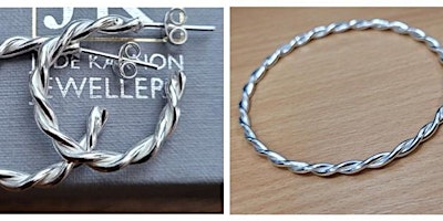 TWISTED SILVER HOOP EARRINGS OR TWISTED BANGLE primary image