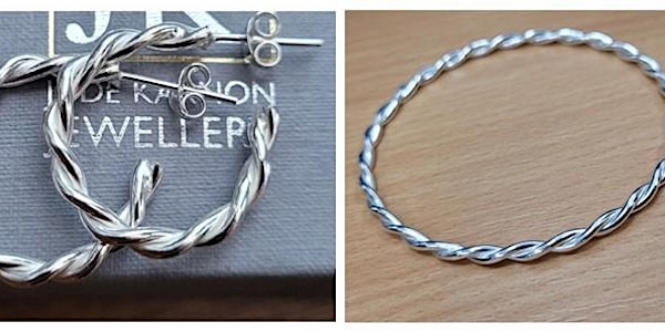 TWISTED SILVER HOOP EARRINGS OR TWISTED BANGLE