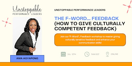 Primaire afbeelding van The F-Word.... Feedback (How to give culturally competent Feedback)