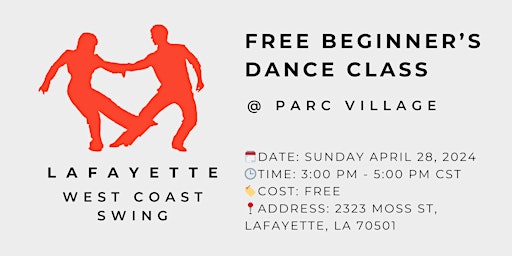 Primaire afbeelding van West Coast Swing - Free Beginner's Dance Class @ Parc Village