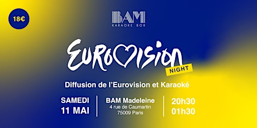 Primaire afbeelding van Eurovision night au BAM Karaoke Box Madeleine