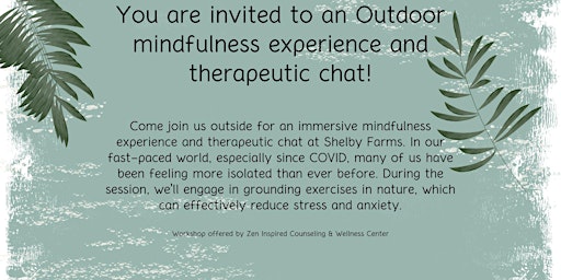 Primaire afbeelding van Womens Outdoor Mindfulness Experience & Therapeutic Chat!
