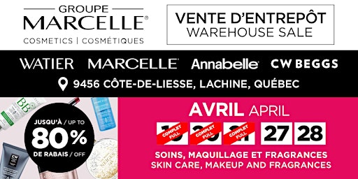 Primaire afbeelding van Vente d'entrepôt Groupe Marcelle Warehouse Sale - Printemps/Spring 2024