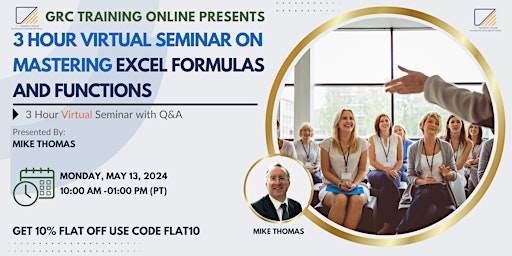 Imagem principal de 3-Hour Virtual Seminar on Mastering Excel Formulas and Functions