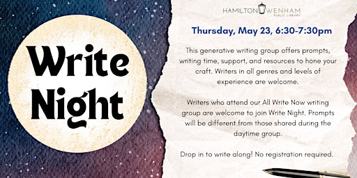 Imagem principal do evento Write Night: Generative Writing Group