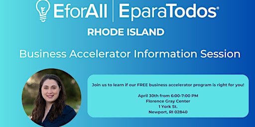 Primaire afbeelding van EforAll Rhode Island Free Business Accelerator Info Session- Newport