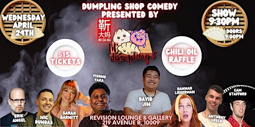 Primaire afbeelding van Dumpling Shop Comedy Feat: Vishnu Vaka, David Jin, and more!