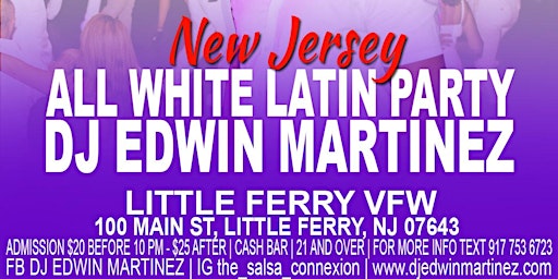 Imagem principal do evento New Jersey All White Latin Party