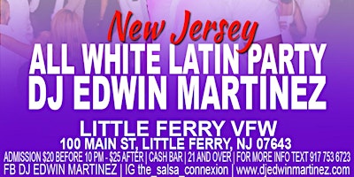 Immagine principale di New Jersey All White Latin Party 