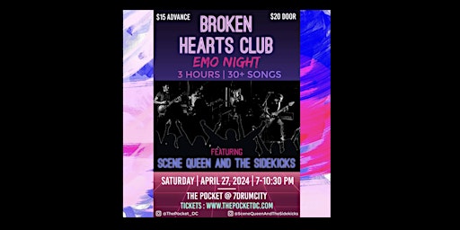 Imagem principal do evento Broken Hearts Club: Emo Nite feat. Scene Queen and the Sidekicks