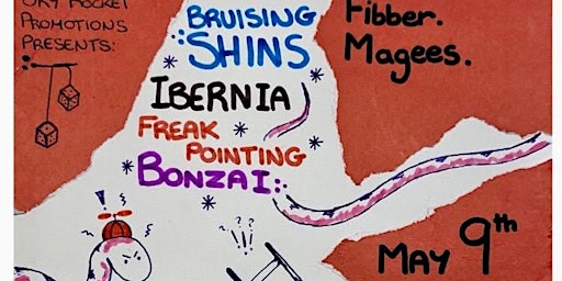 Imagem principal do evento Bruising Shins - Ibernia - Freak Pointing - Bonzai