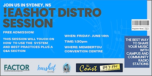 In person !earshot Distro Session in Sydney, NS primary image