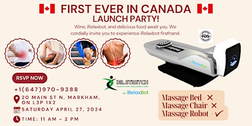 Image principale de Launch Party for iRelaxbot - a Robotic Wellness Therapy | First ever in Canada