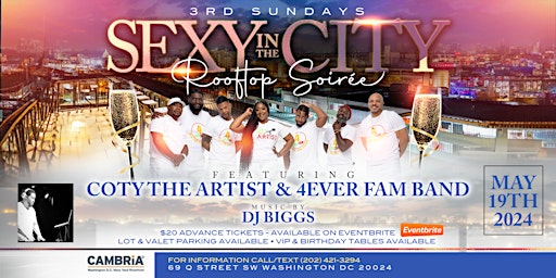 Imagem principal do evento Sexy In The City Sunday’s w/ Coty The Artist & 4Ever Fam Band!