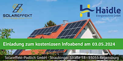 Hauptbild für Kostenloser Infoabend Photovoltaik, Stromspeicher, Heizstäbe, Wärmepumpen