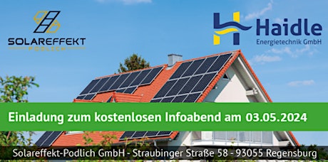 Kostenloser Infoabend Photovoltaik, Stromspeicher, Heizstäbe, Wärmepumpen