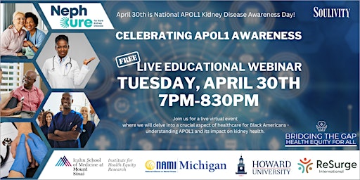 Primaire afbeelding van National APOL1 Kidney Disease Awareness Day: Live Educational Webinar