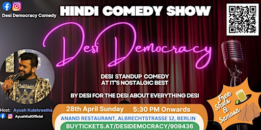 Immagine principale di Desi Democracy: A Hindi Comedy Showcase with free shots & snacks!!! 