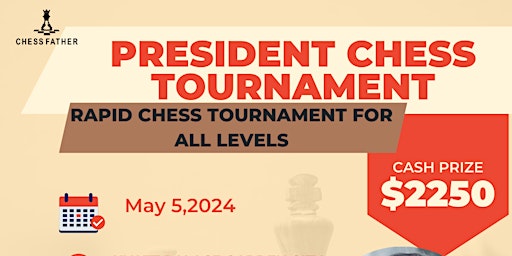 Primaire afbeelding van $2250 Cash Prize Rapid Rated Chess Tournament For All Ages And Levels