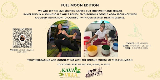 Yin Yoga + Sound Healing Full Moon Vibes at Kava Villa in Upper Buena Vista primary image