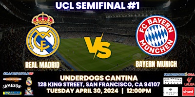 Imagem principal de Real Madrid vs Bayern Munich| UCL | Watch Party at Underdogs Cantina