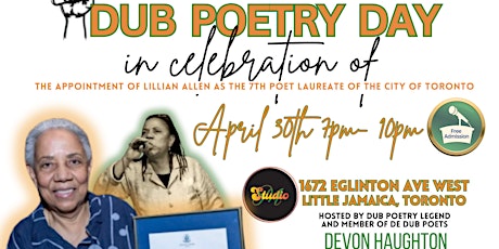 Dub Poetry Day - Celebration of Toronto's 7th Poet Laureate- Lillian Allen
