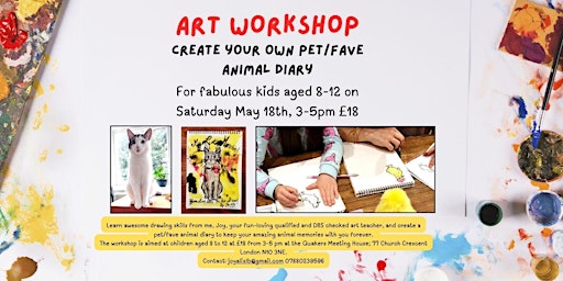 Primaire afbeelding van Kids art workshop: Create your fave animal diary with technical skills and inks