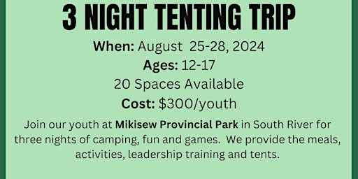 3 Night Youth Tenting Trip - Mikisew Provincial Park primary image