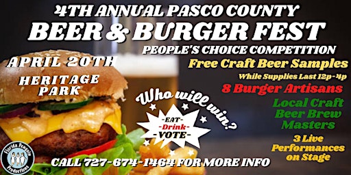 Imagem principal do evento 4th Annual Pasco County Beer & Burger Festival